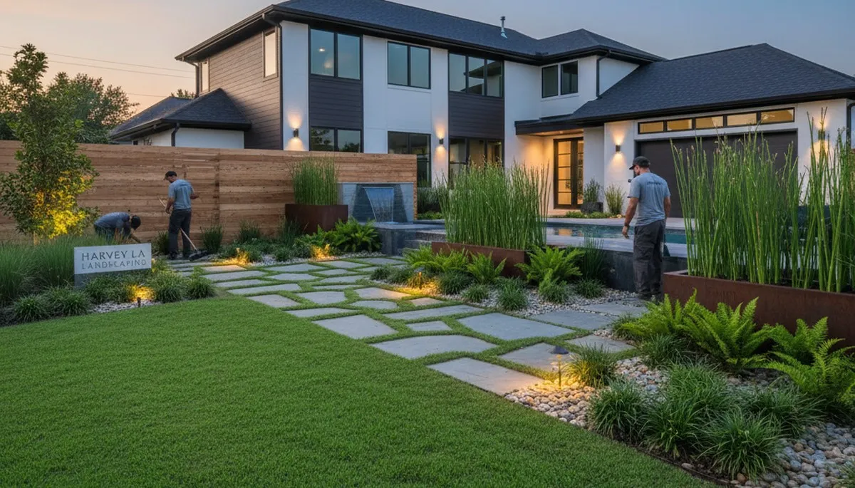 New Orleans, LA landscaping team designing a custom outdoor garden and yard maintenance plan